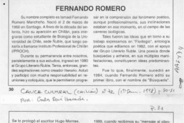 Fernando Romero  [artículo] Carlos René Ibacache.