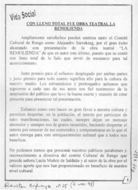 Con lleno total fue obra teatral La remolienda