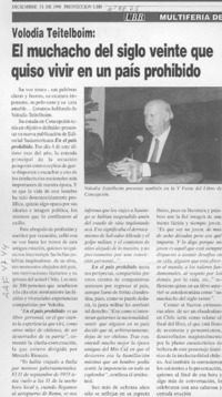 El Muchacho del siglo veinte que quiso vivir en un país prohibido  [artículo].