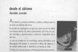Desde el abismo  [artículo] Faride Zerán.