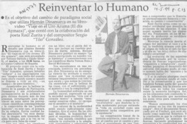 Reinventar lo humano  [artículo].