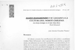 Mario Bahamonde y su legado a la cultura del norte chileno  [artículo] José Antonio González Pizarro.