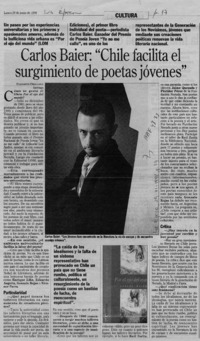 Carlos Baier, "Chile facilita el surgimiento de poeta jóvenes"