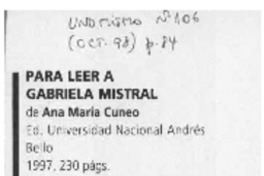 Para leer a Gabriela Mistral