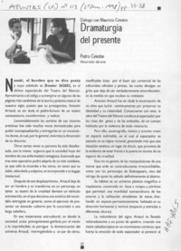 Dramaturgia del presente  [artículo] Pedro Celedón.