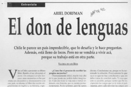 El don de lenguas  [artículo] Valeria de los Ríos.