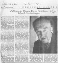 Publican, por primera vez en castellano, libro de Mario Góngora  [artículo] Francisco Véjar.
