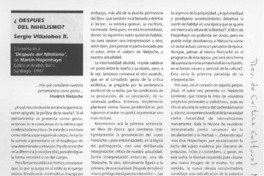 Después del nihilismo?  [artículo] Sergio Villalobos R.