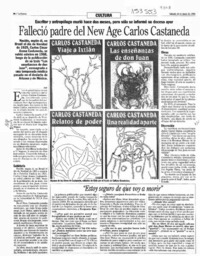 Falleció padre del new age Carlos Castaneda  [artículo].
