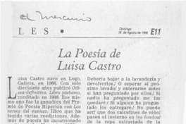 La poesía de Luisa Castro  [artículo] Francisco Véjar.
