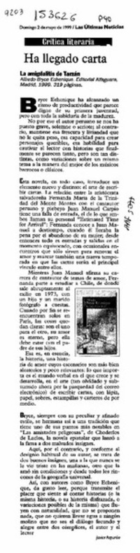 Ha llegado carta  [artículo] Javier Aspurúa.