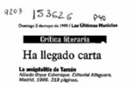 Ha llegado carta  [artículo] Javier Aspurúa.