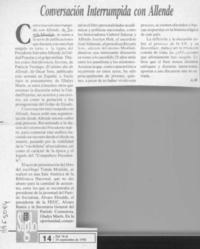 Conversación interrumpida con Allende  [artículo] A. M.
