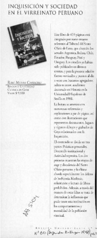 Inquisición y sociedad  [artículo].