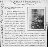 "Inquisición y sociedad en el virreinato peruano"  [artículo].