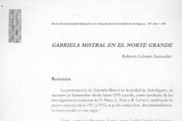 Gabriela Mistral en el norte grande  [artículo] Roberto Lehnert Santander.