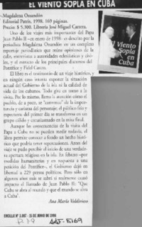 El viento sopla en Cuba  [artículo] Ana María Valdivieso.