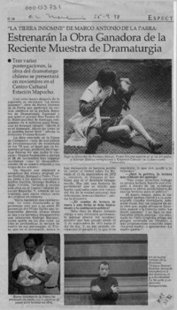 Estrenarán la obra ganadora de la reciente muestra de dramaturgia  [artículo].