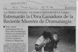 Estrenarán la obra ganadora de la reciente muestra de dramaturgia  [artículo].