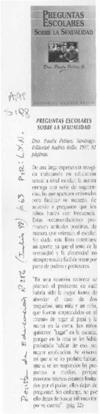 Preguntas escolares sobre la sexualidad  [artículo] L.Y.N.