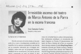 Irresistible ascenso del teatro de Marco Antonio de la Parra en la escena francesa  [artículo] Irene Sadowska-Gillon.