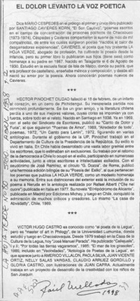 El dolor levantó la voz poética  [artículo] Raúl Mellado.