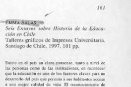 Seis ensayos sobre historia de la educación en Chile  [artículo] Andrés Guzmán Traverso.