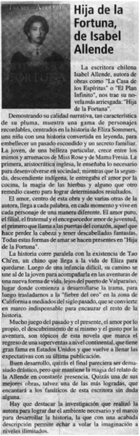 Hija de la fortuna, de Isabel Allende
