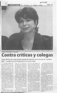 Contra críticos y colegas