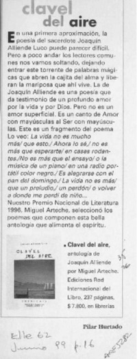 Clavel del aire  [artículo] Pilar Hurtado.