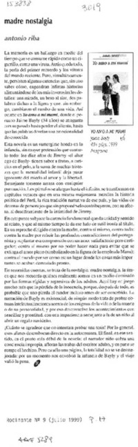 Madre nostalgia  [artículo] Antonio Riba.