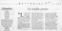 Un Notable premio  [artículo].