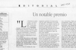 Un Notable premio  [artículo].