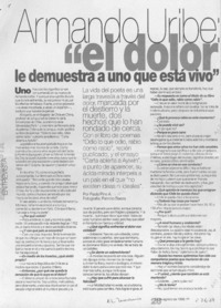 Armando Uribe, "El dolor le demuestra a uno que está vivo"  [artículo] Paola Pino A.