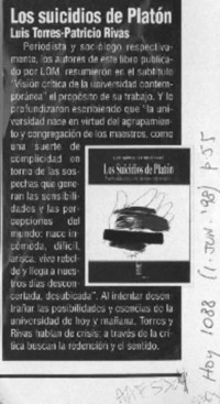 Los suicidios de Platón  [artículo].