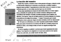 La Lección del maestro  [artículo].