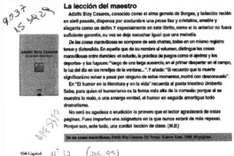 La Lección del maestro  [artículo].