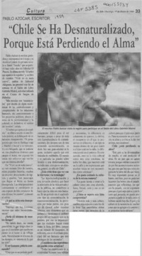 "Chile se ha desnaturalizado porque está perdiendo el alma"  [artículo].