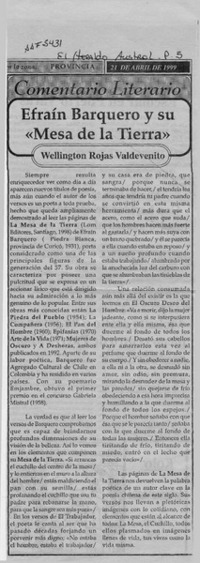 Efraín Barquero y su "Mesa de la tierra"  [artículo] Wellington Rojas Valdebenito