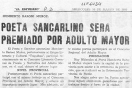 Poeta sancarlino será premiado por adulto mayor  [artículo].