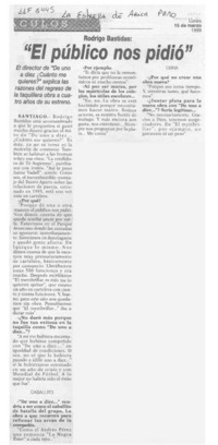 "El público nos pidió"  [artículo].