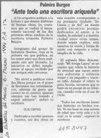 "Ante todo una escritora ariqueña"  [artículo].
