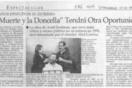 "La Muerte y la doncella" tendrá otra oportunidad  [artículo].