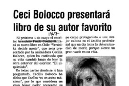 Ceci Bolocco presentará libro de su autor favorito  [artículo].