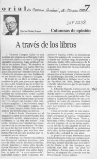 A través de los libros  [artículo] Marino Muñoz Lagos.