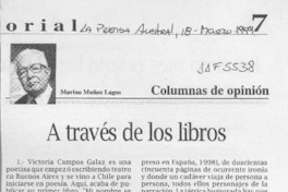 A través de los libros  [artículo] Marino Muñoz Lagos.