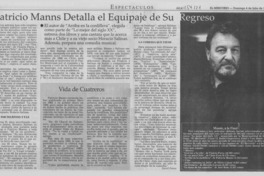 Patricio Manns detalla el equipaje de su regreso