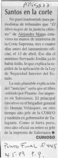 Santos en la corte  [artículo] Curioso.