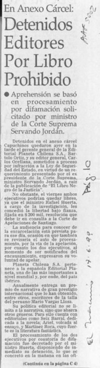 Detenidos editores por libro prohibido  [artículo].