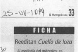 Reeditan Cuello de loza  [artículo].